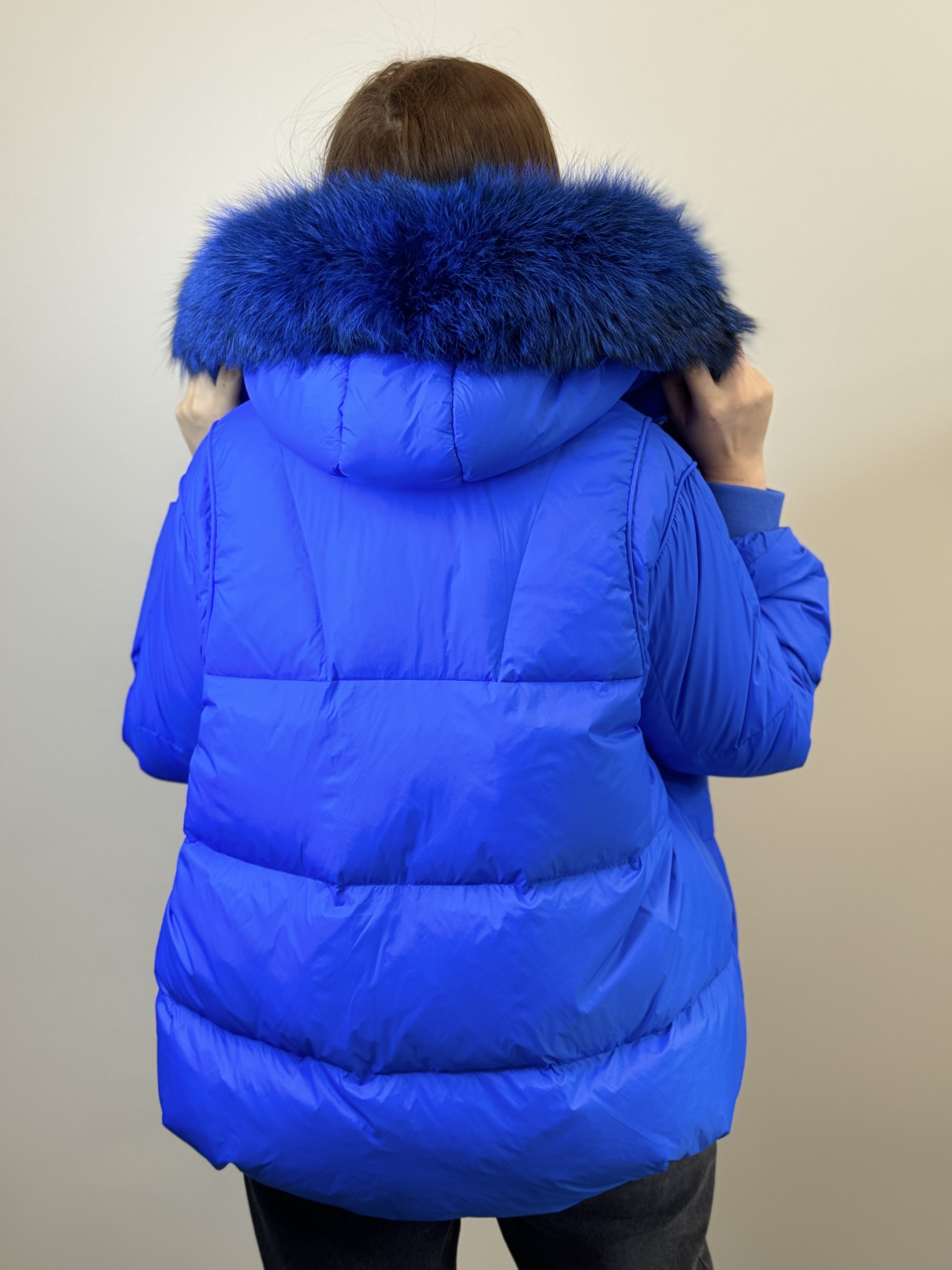 куртка 001  💙 Женская зимняя куртка с мехом Royal Blue