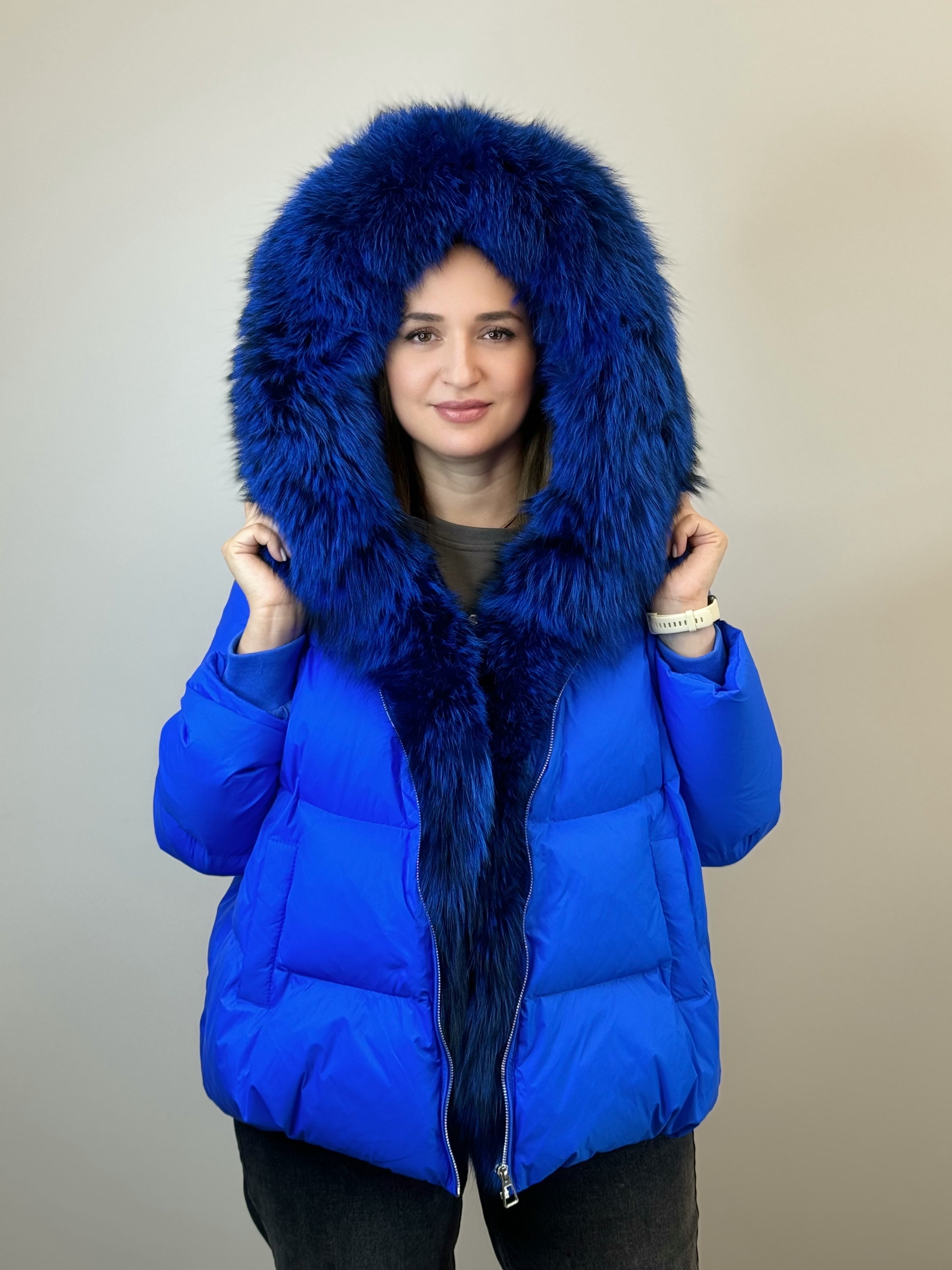 куртка 001  💙 Женская зимняя куртка с мехом Royal Blue