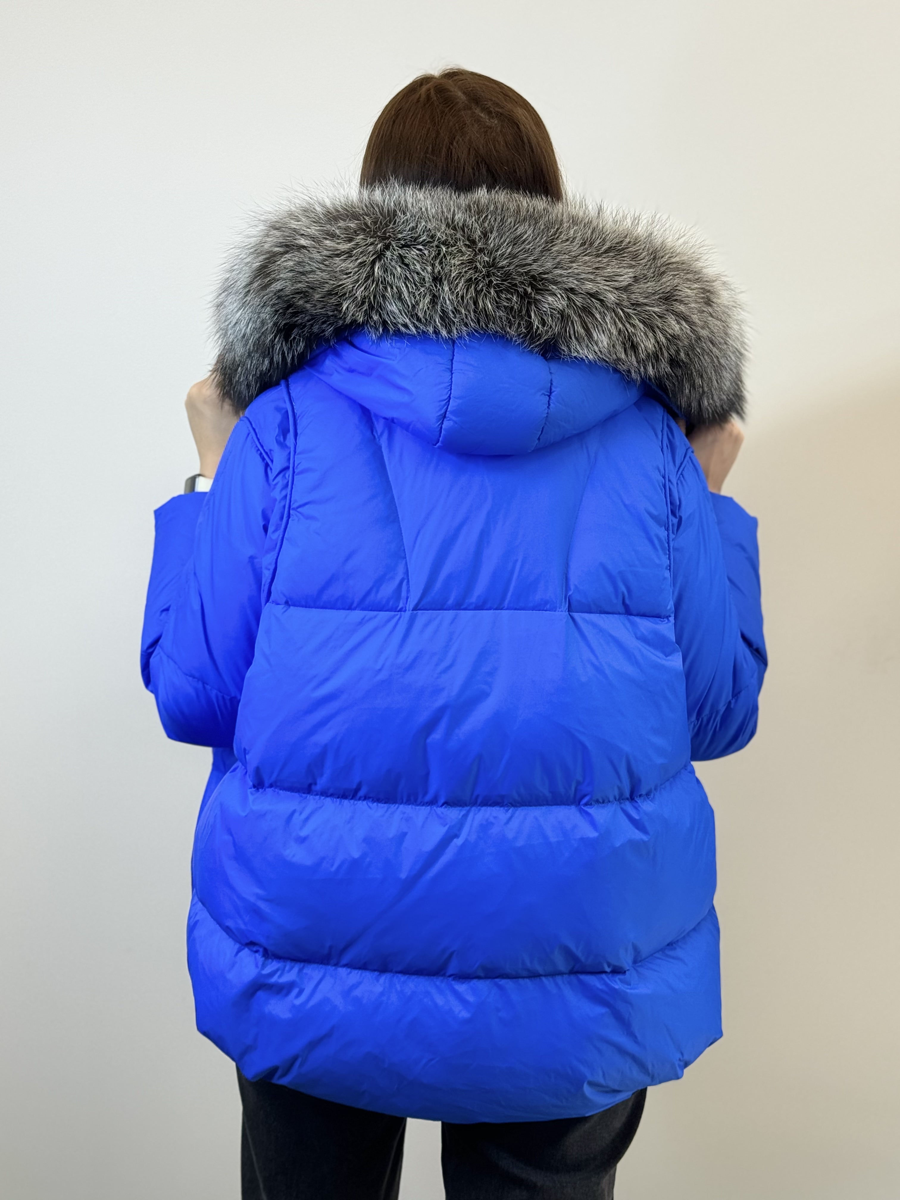 куртка 002 💙 Женская зимняя куртка с мехом Royal Blue | Silver Edition