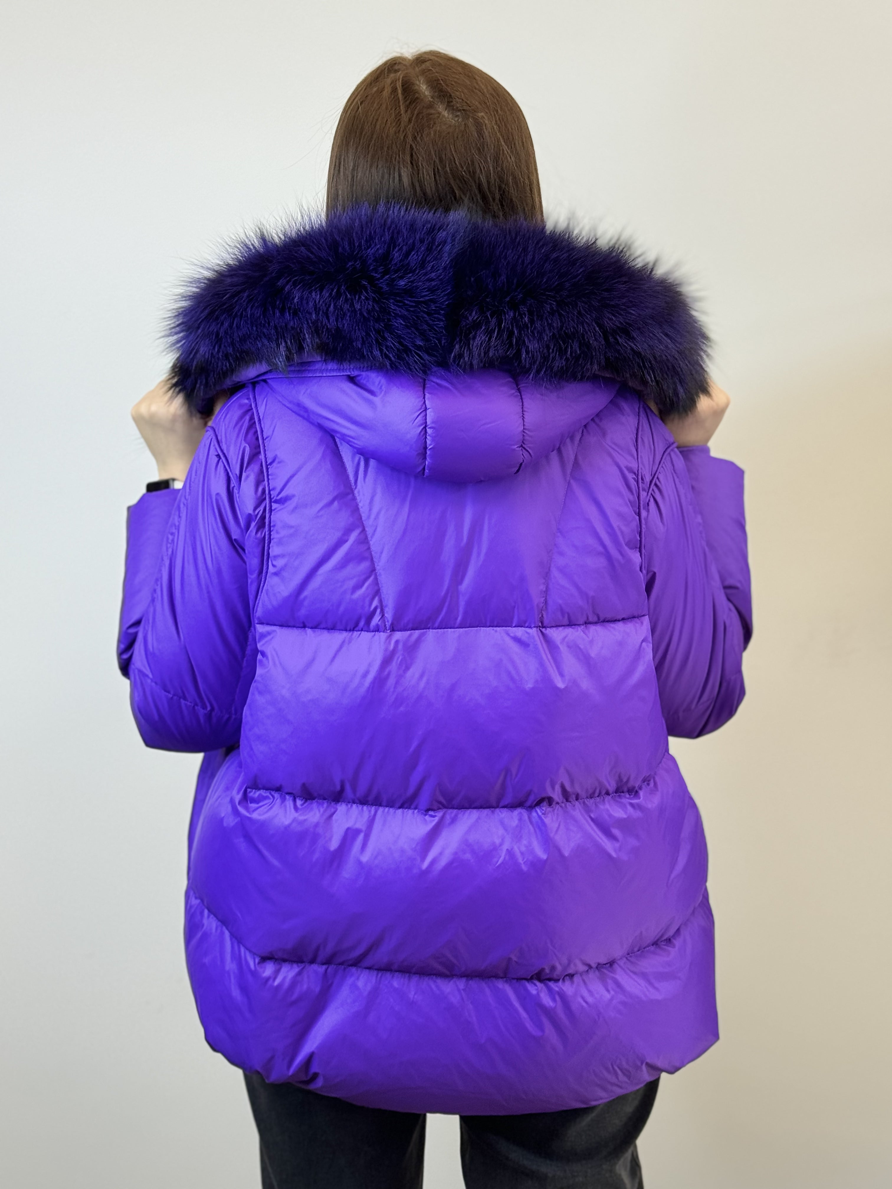куртка 012  💜 Женская зимняя куртка с мехом Deep Amethyst
