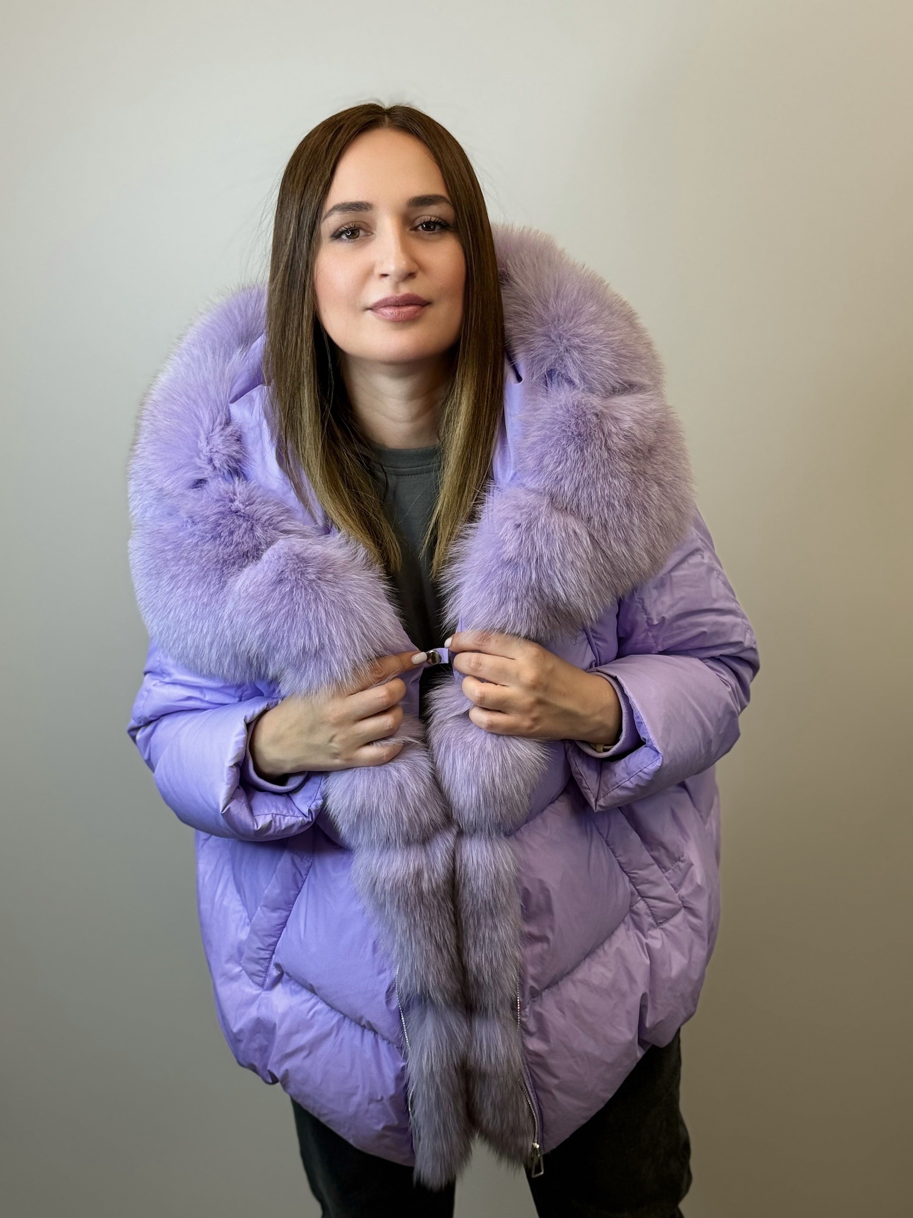 куртка 011 💜 Женская зимняя куртка с мехом Lavender Dream
