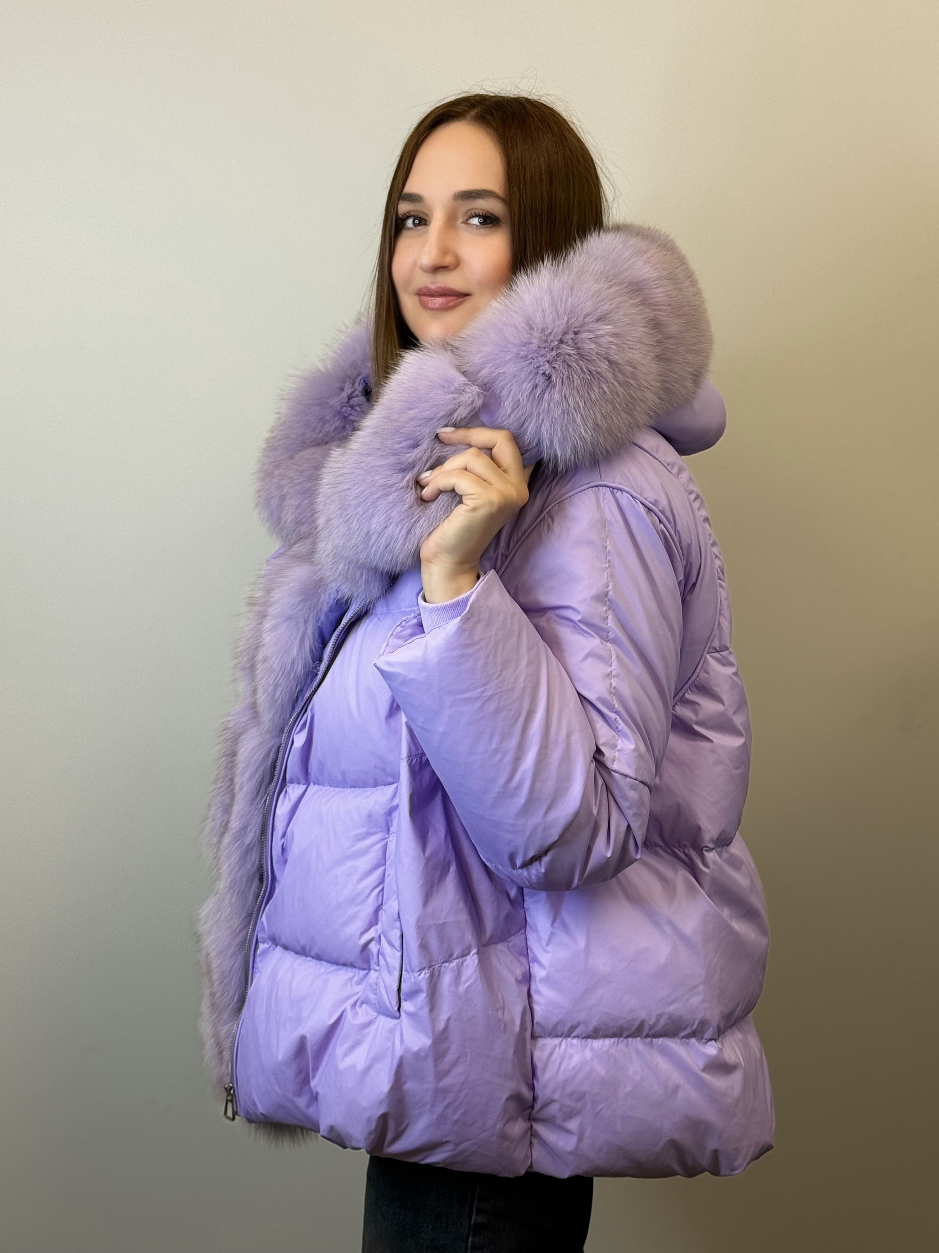 куртка 011 💜 Женская зимняя куртка с мехом Lavender Dream