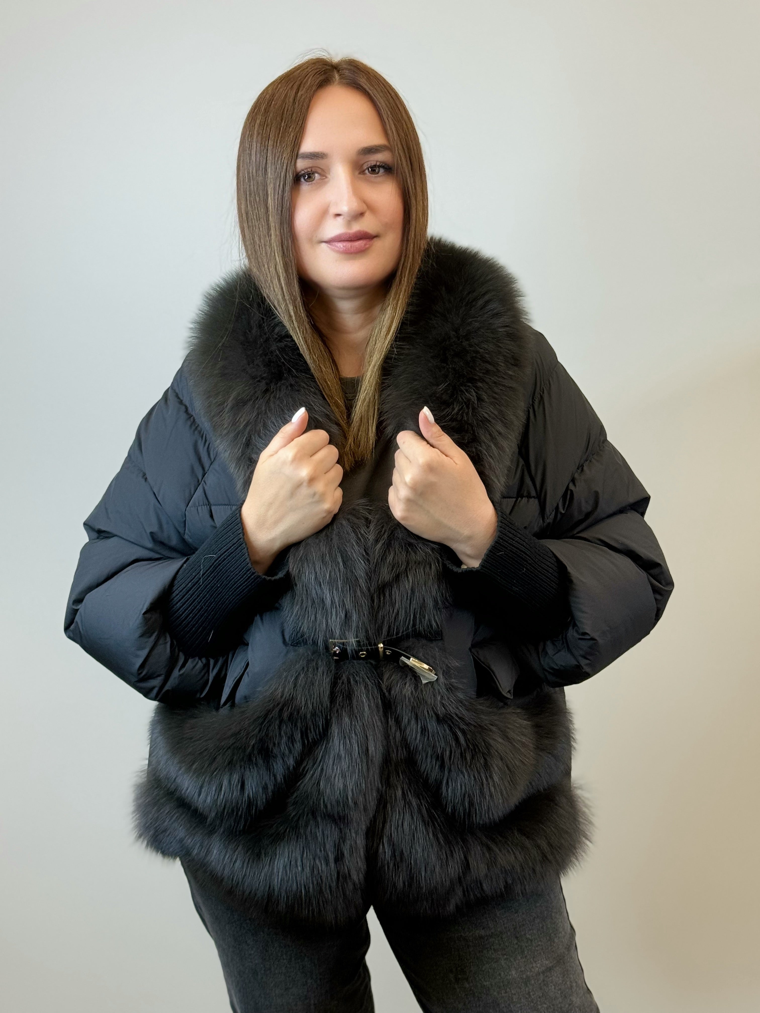 куртка 016 ⚫ Женская зимняя куртка с мехом Black Elegance