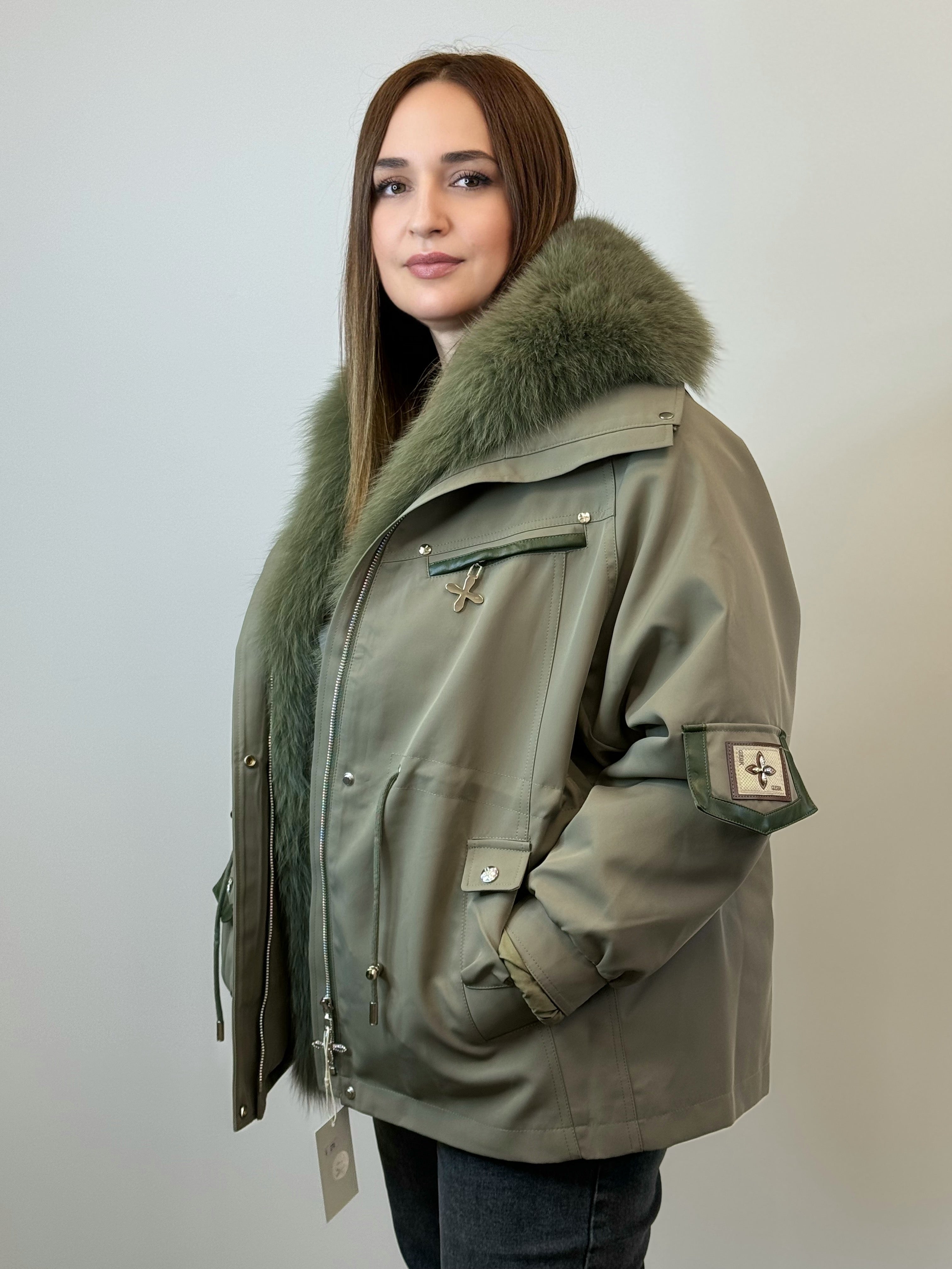 куртка - парка 017 Женская зимняя парка с мехом Olive Luxury