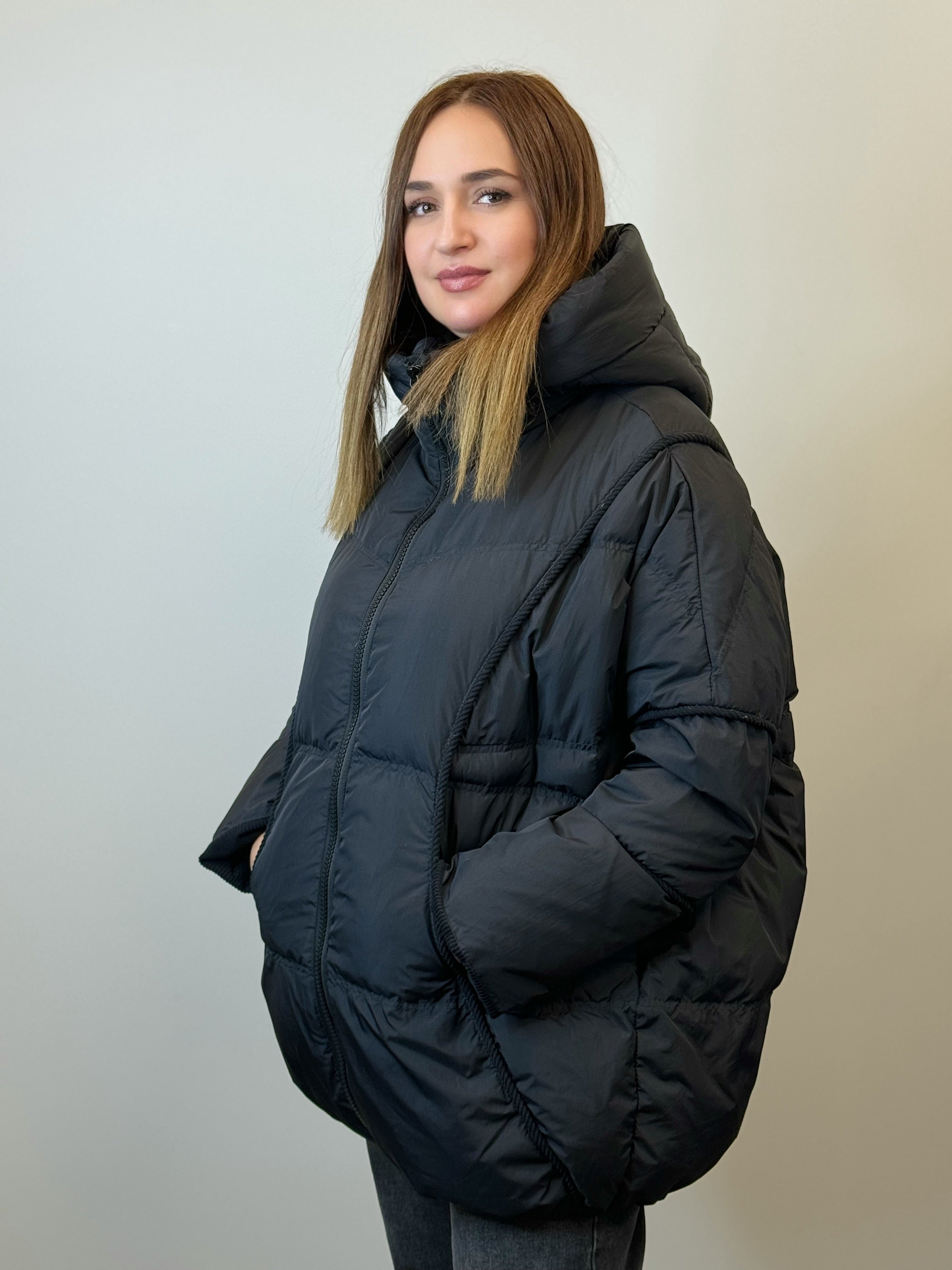 куртка 022 🖤 Женская зимняя куртка с капюшоном Urban Comfort Black