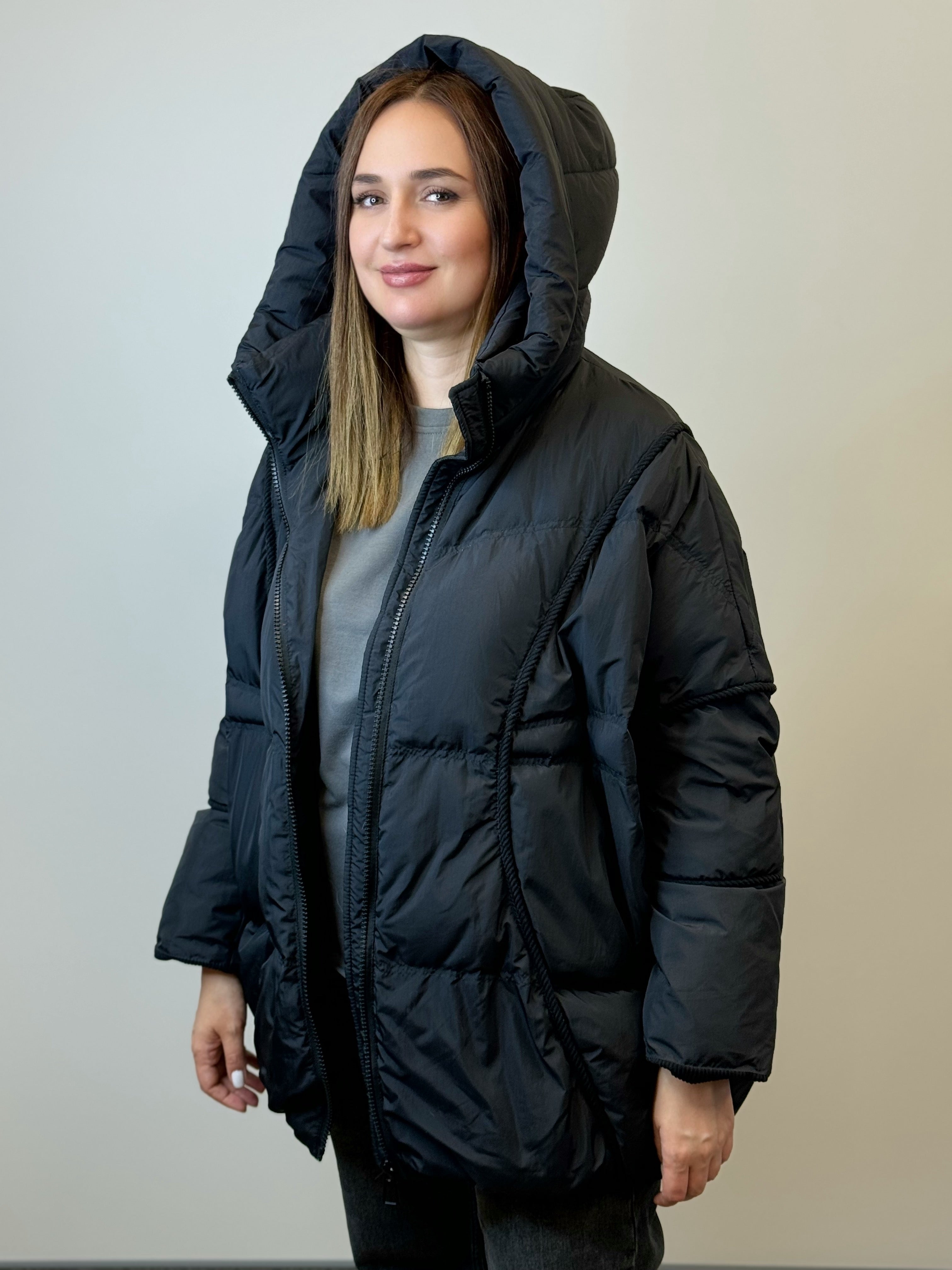 куртка 022 🖤 Женская зимняя куртка с капюшоном Urban Comfort Black