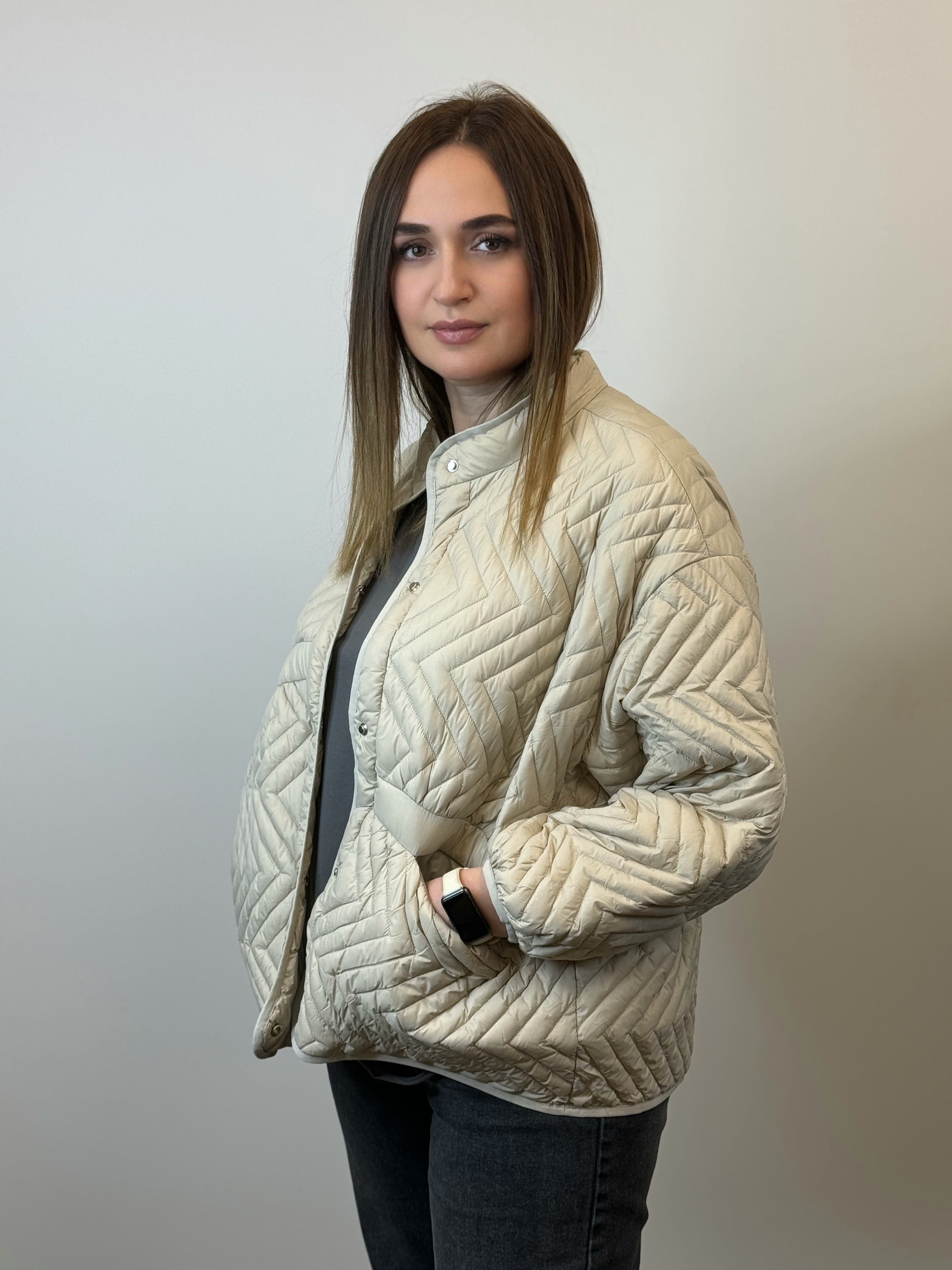 куртка 040 Женская стёганая куртка Cappuccino Elegance