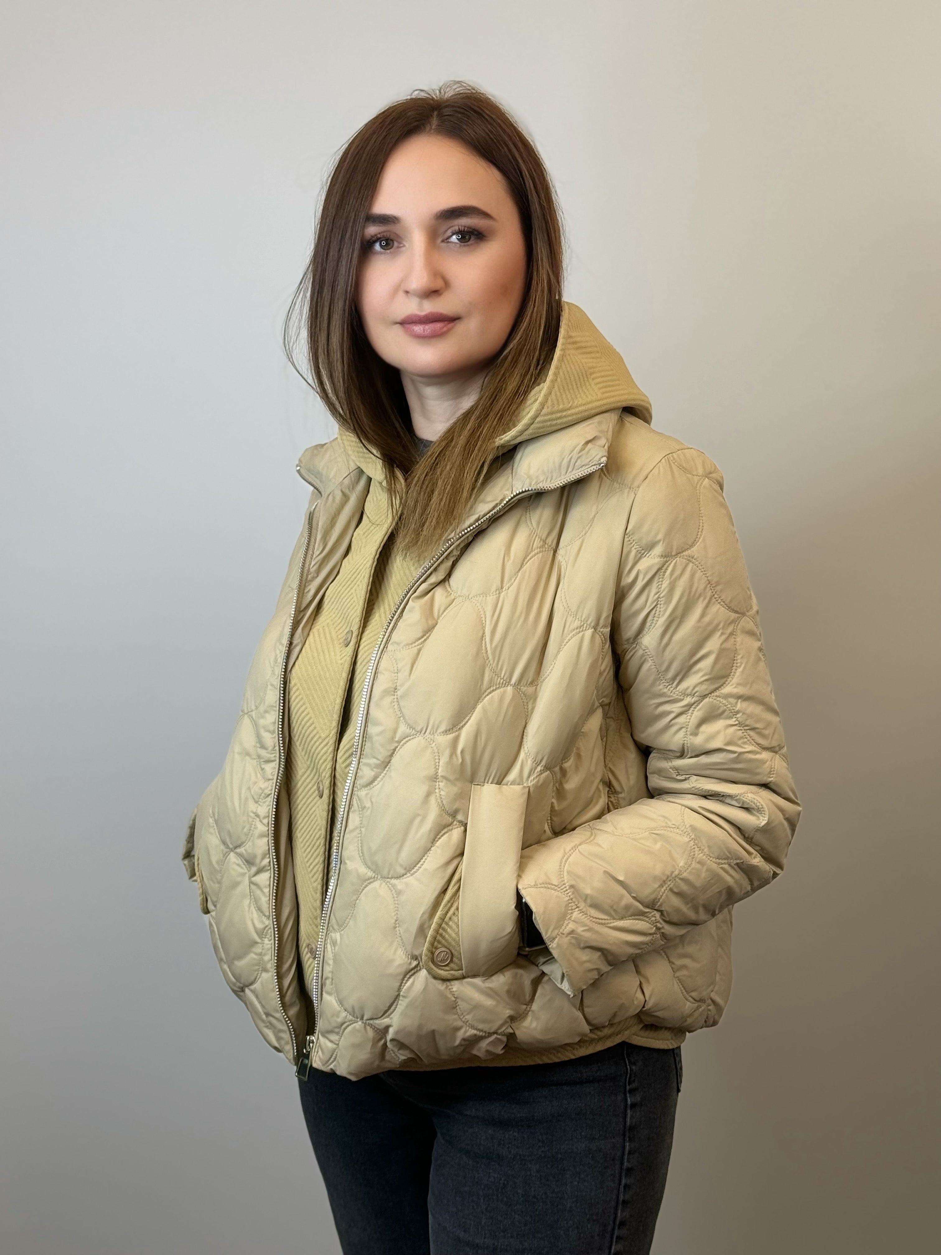 куртка 043 Женская стёганая куртка Creamy Beige